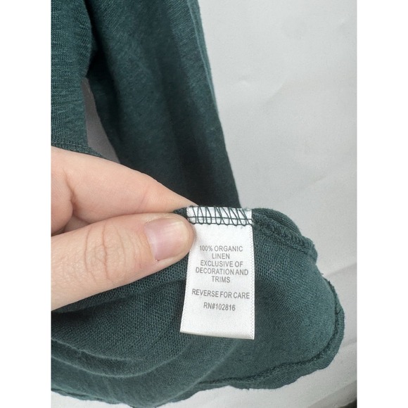 Garnet Hill Organic Linen Mabel Top Women Small Green Embroidered Bohemian - Picture 5 of 10
